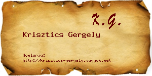 Krisztics Gergely névjegykártya